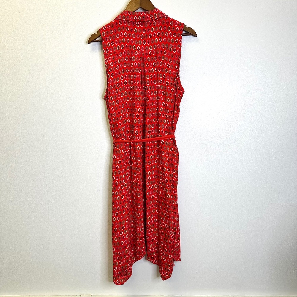 Maeve by Anthropologie Daisy Sleeveless Belted Shirt Dress Red Size 10 - Picture 8 of 9